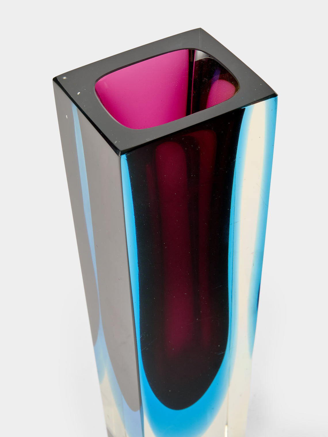 Antique and Vintage - 1970s Sommerso Murano Glass Bud Vase (12in/30cm) - Burgundy - ABASK