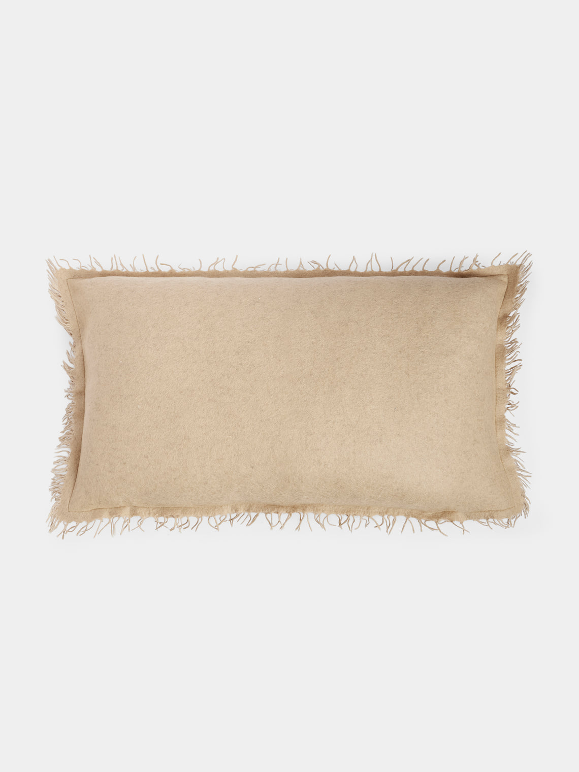 Norlha - Felt Straw Yak and Silk Cushion (27.5in/70cm) - Beige - ABASK