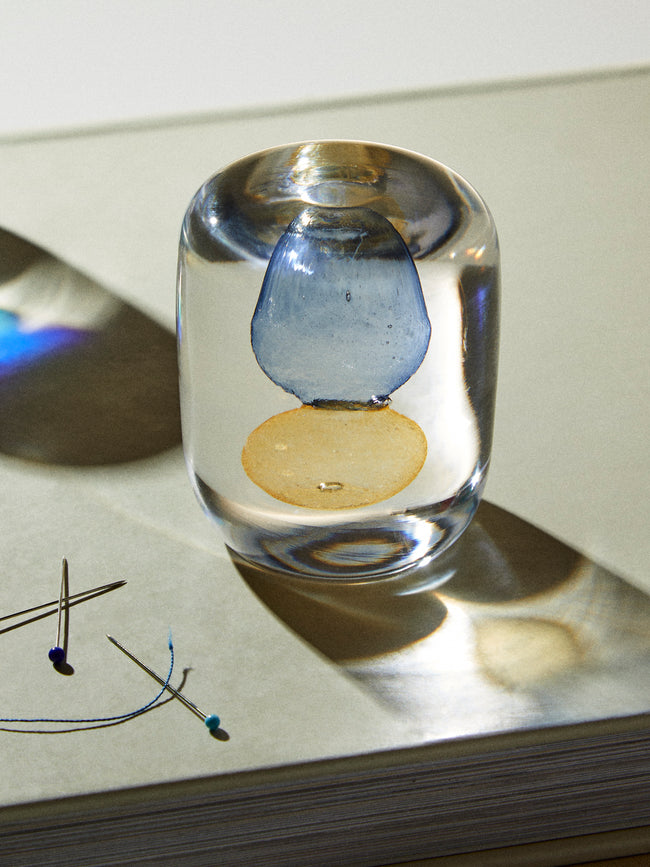 Gather - Hand-Blown Glass Paperweight - Blue - ABASK