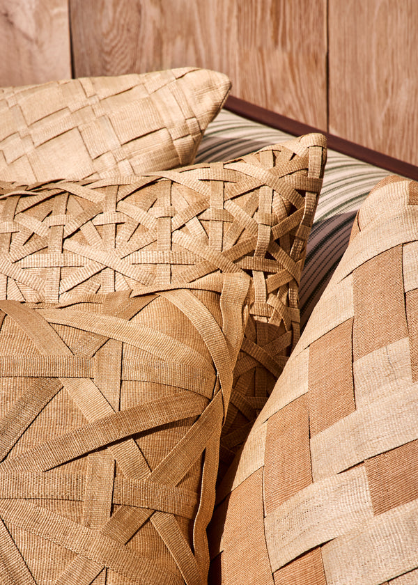 Kubo Curated - Pandan Weave T'nalak Cloth Cushion (19.5in/50cm) - Natural - ABASK