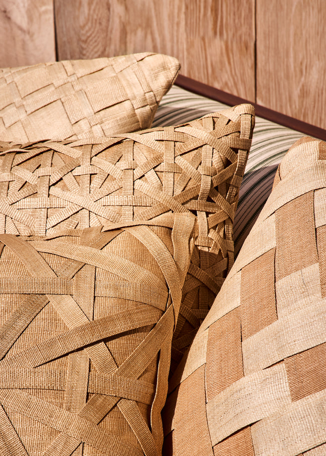 Kubo Curated - Pandan Weave T'nalak Cloth Cushion (19.5in/50cm) - Natural - ABASK