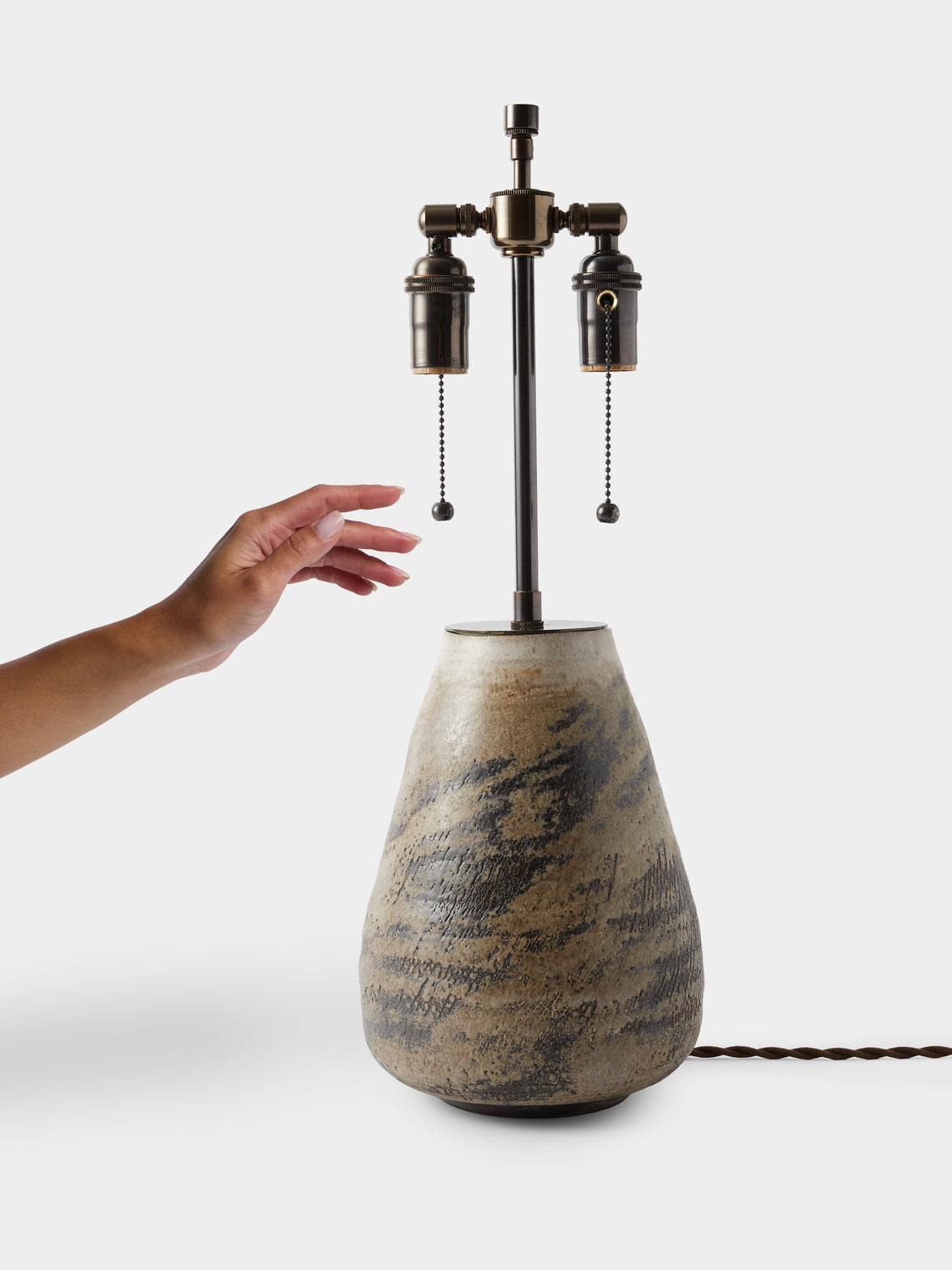 Peter Speliopoulos Projects - Hand-Glazed Stoneware Table Lamp - Beige - ABASK