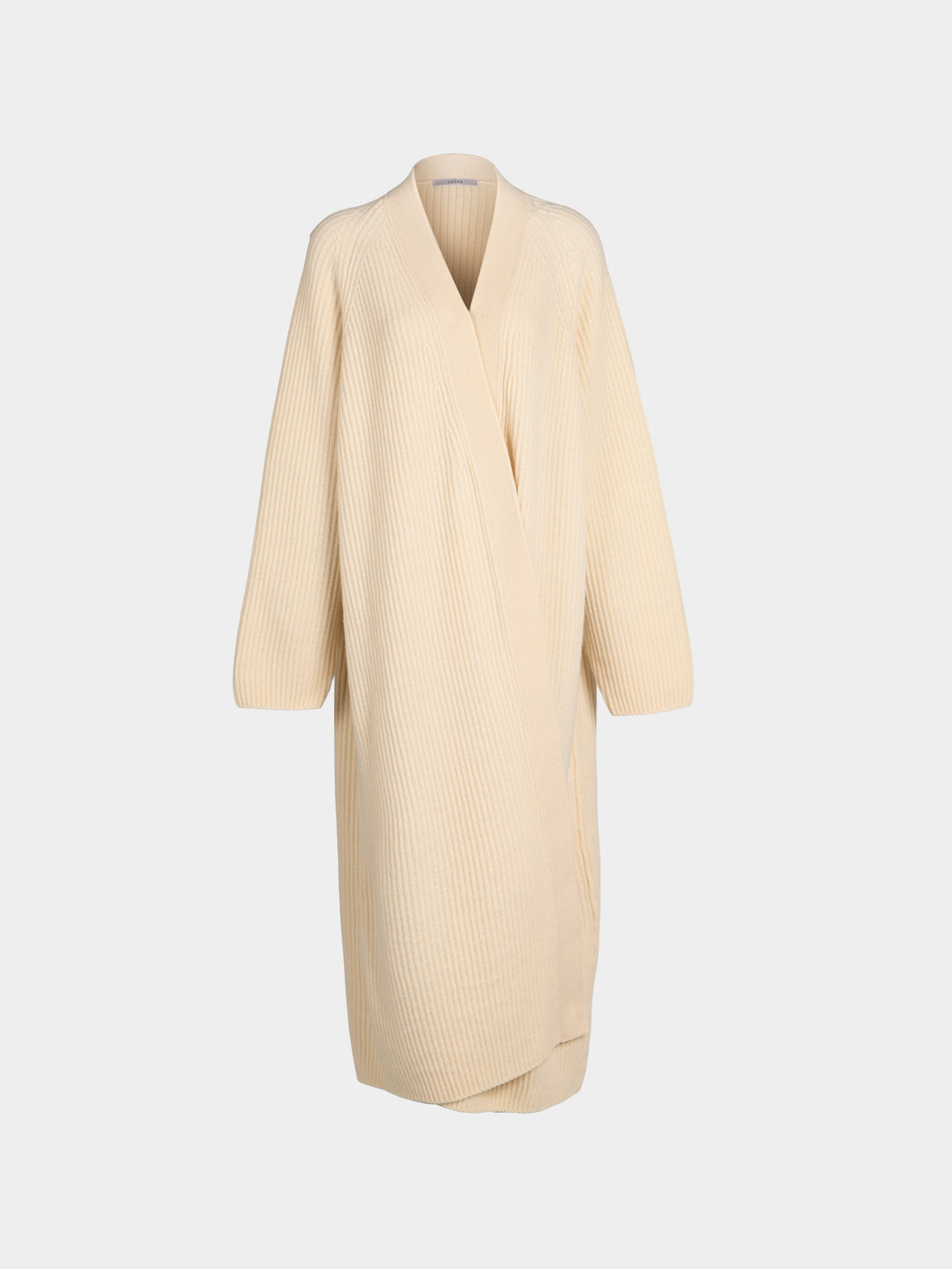 Dusan - Ribbed Wool Long Cardigan | One Size - Ivory - ABASK - 