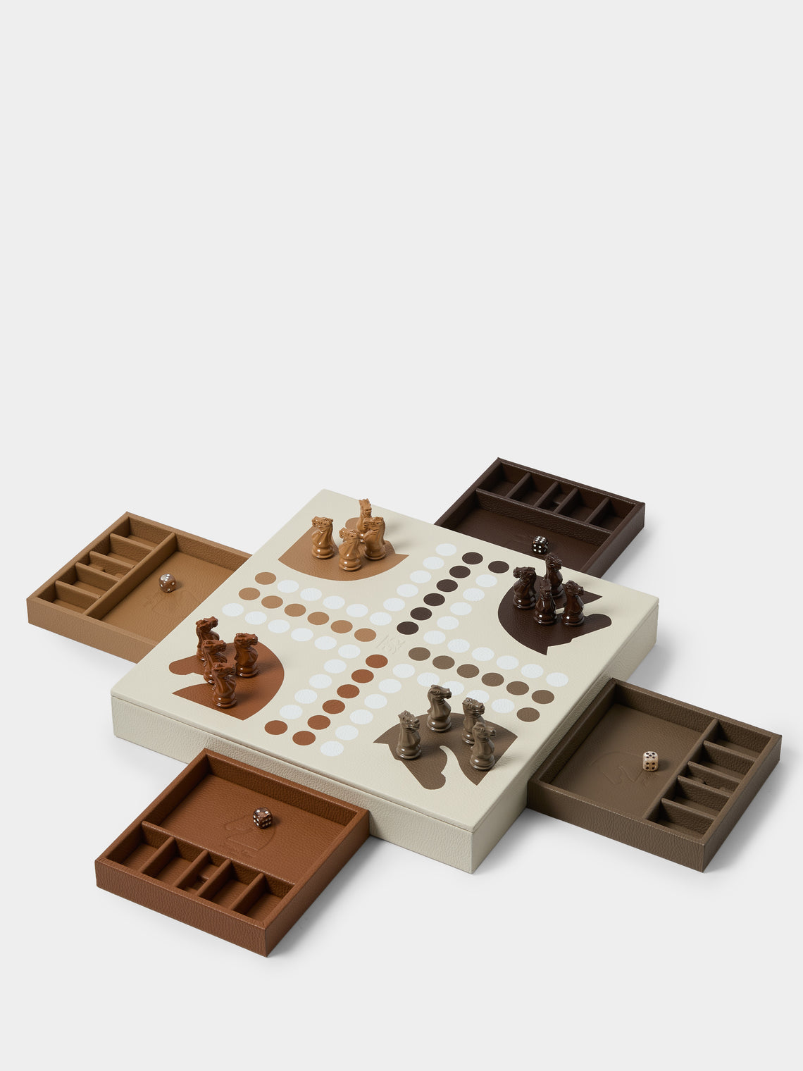 Hector Saxe - Leather Ludo Set - Cream - ABASK