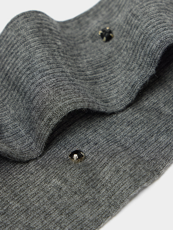 Maria La Rosa - Women's Rhinestone-Embellished Cashmere Knee-High Socks | One Size - Dark Gray - ABASK