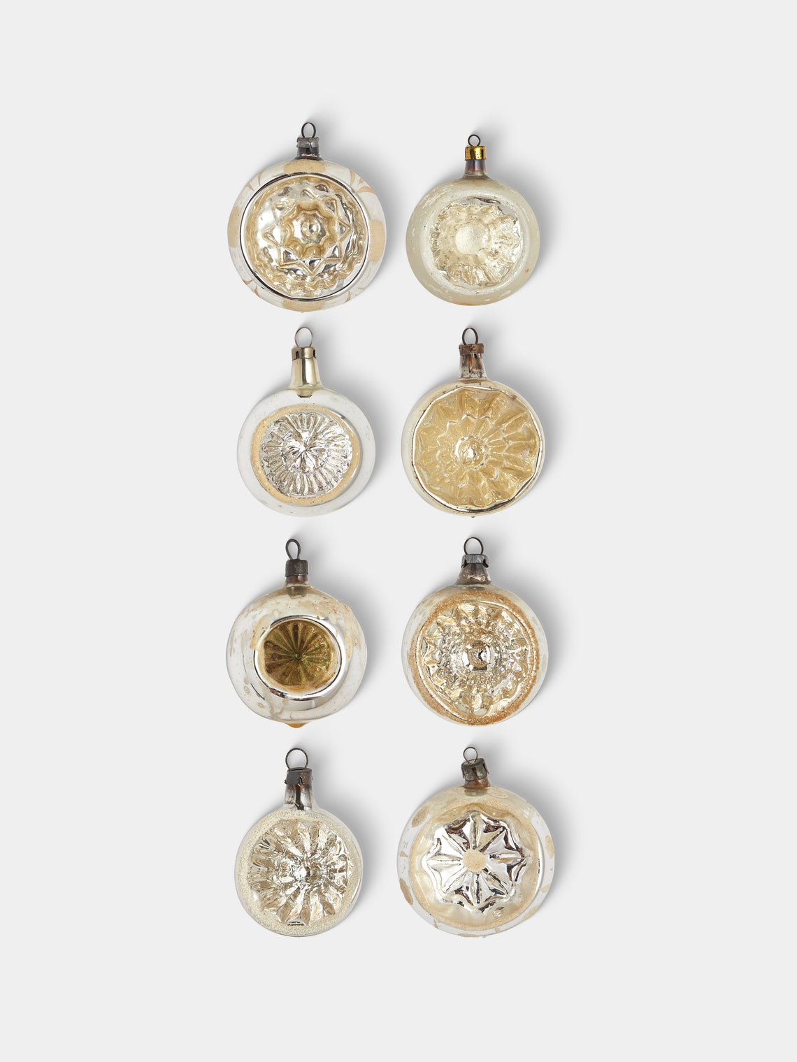 Antique and Vintage - Early-20th-Century Reflective Glass Baubles (Set of 9) - Silver - ABASK - 
