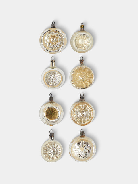 Antique and Vintage - Early-20th-Century Reflective Glass Baubles (Set of 9) - Silver - ABASK - 