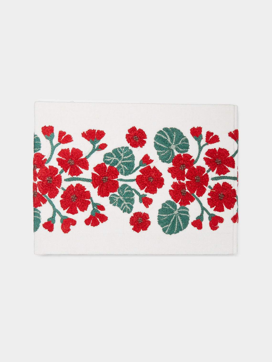 Geranio Embroidered Linen Guest Book