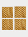Chamois - Cypress Block-Printed Linen Napkins (Set of 4) - Orange - ABASK - 