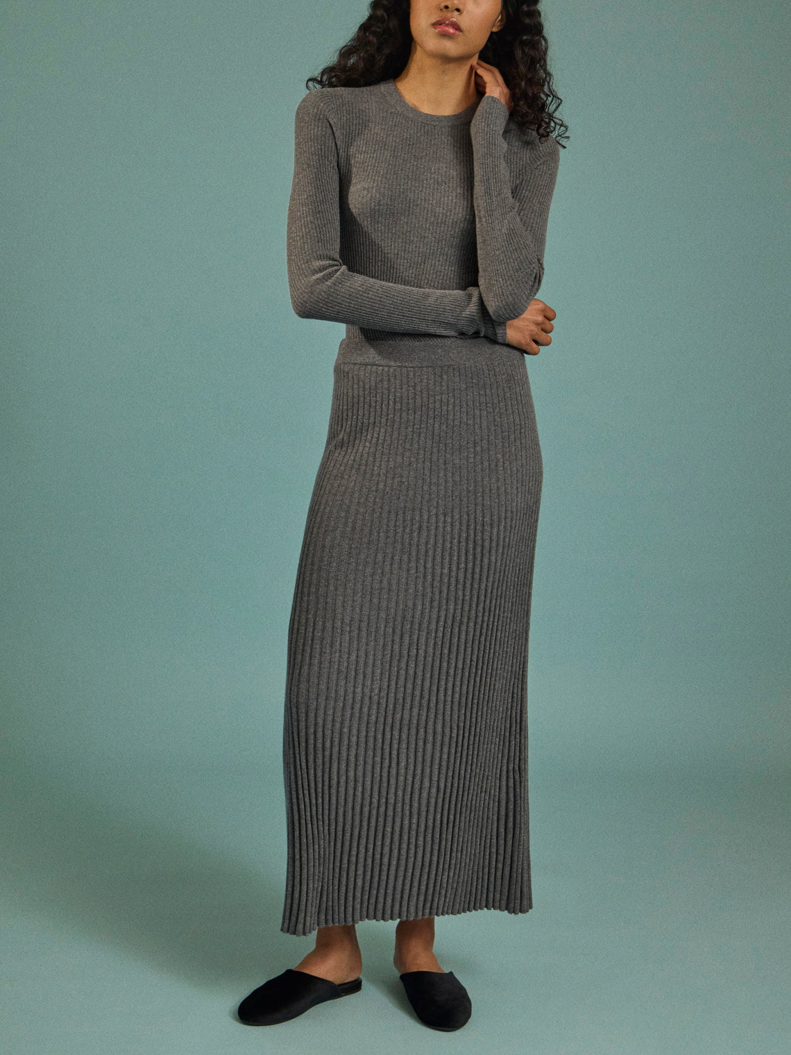 Arch4 - Isla Baby Goat Cashmere Long Skirt | Size: S - Gray - ABASK