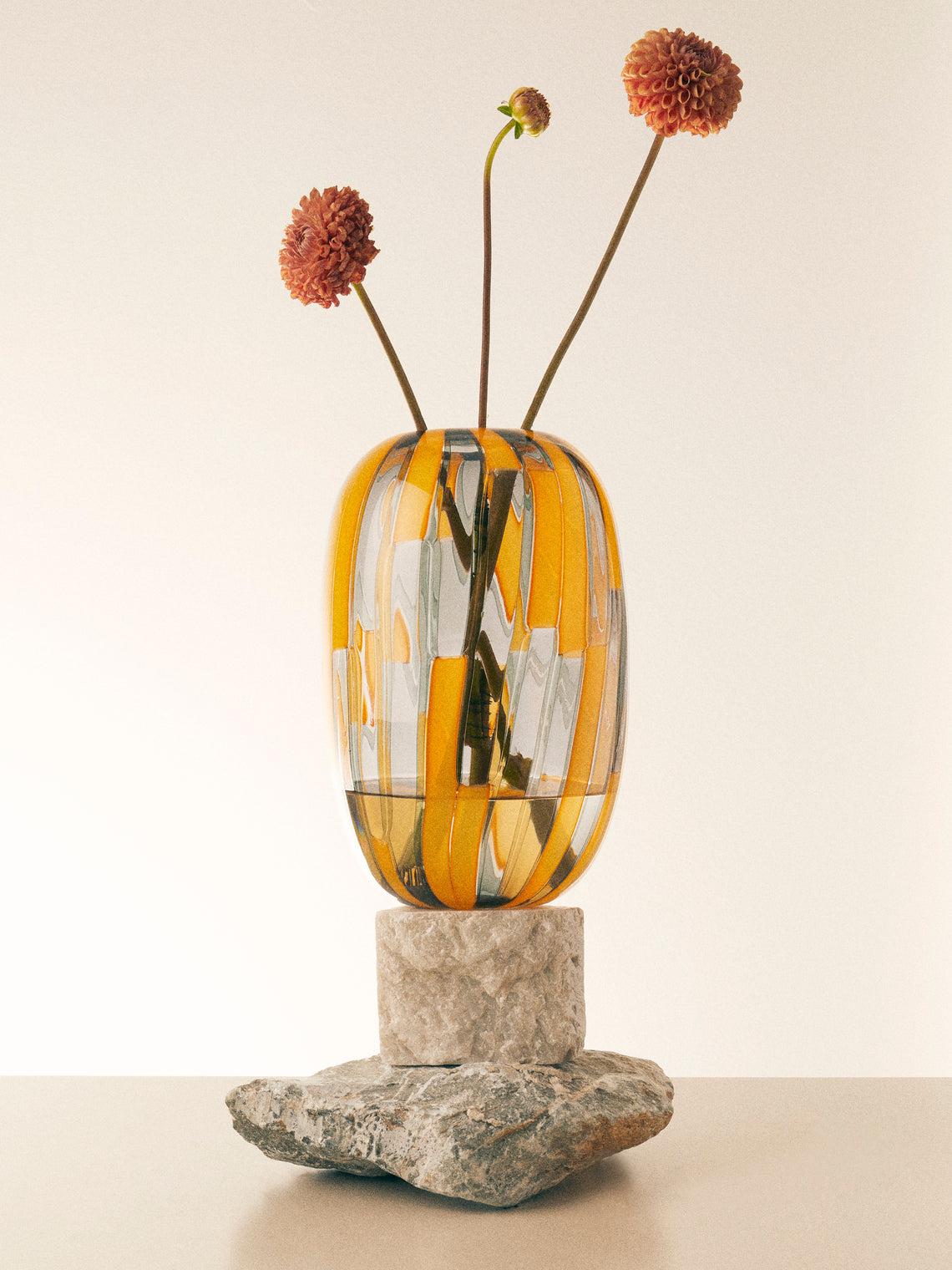 Moonarij - Tetris Hand-Blown Glass Vase (13.5in/35cm) - Brown - ABASK