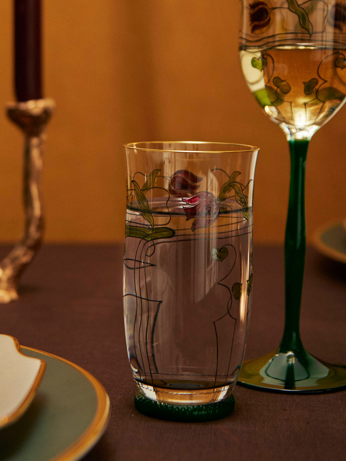 Theresienthal - Serenade Hand-Painted Crystal Tumbler (Set of 2) - Green - ABASK