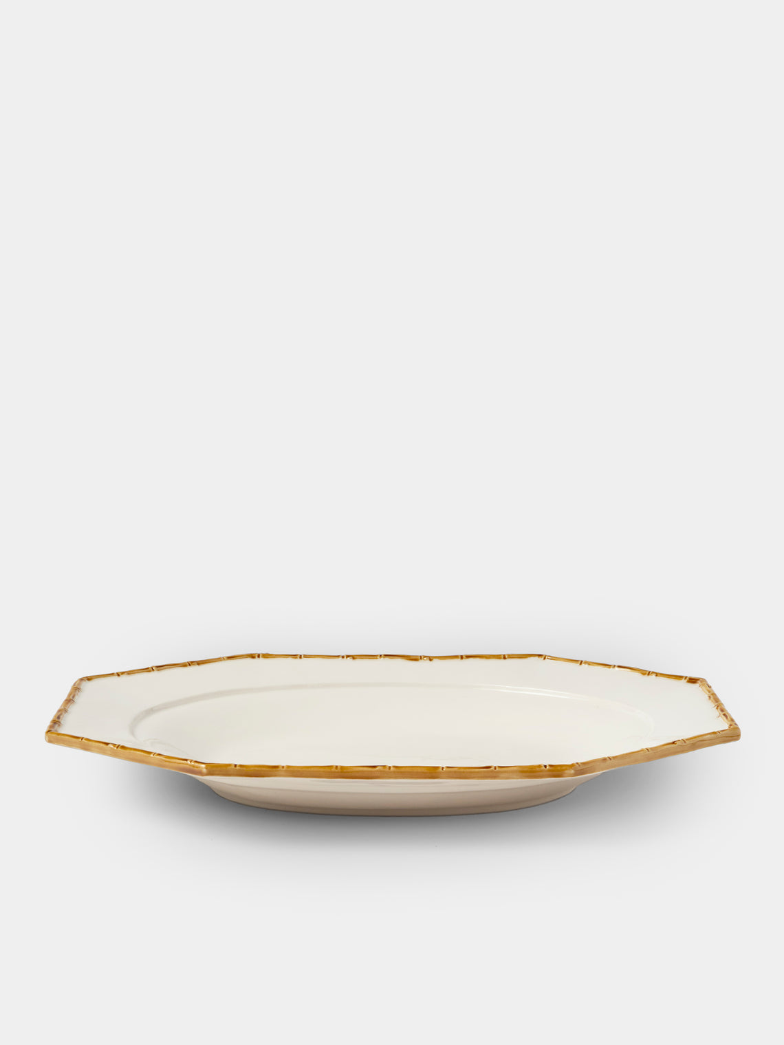 Verdolini - Bamboo Hand-Painted Ceramic Serving Platter - White - ABASK - 