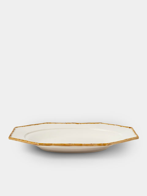Verdolini - Bamboo Hand-Painted Ceramic Serving Platter - White - ABASK - 