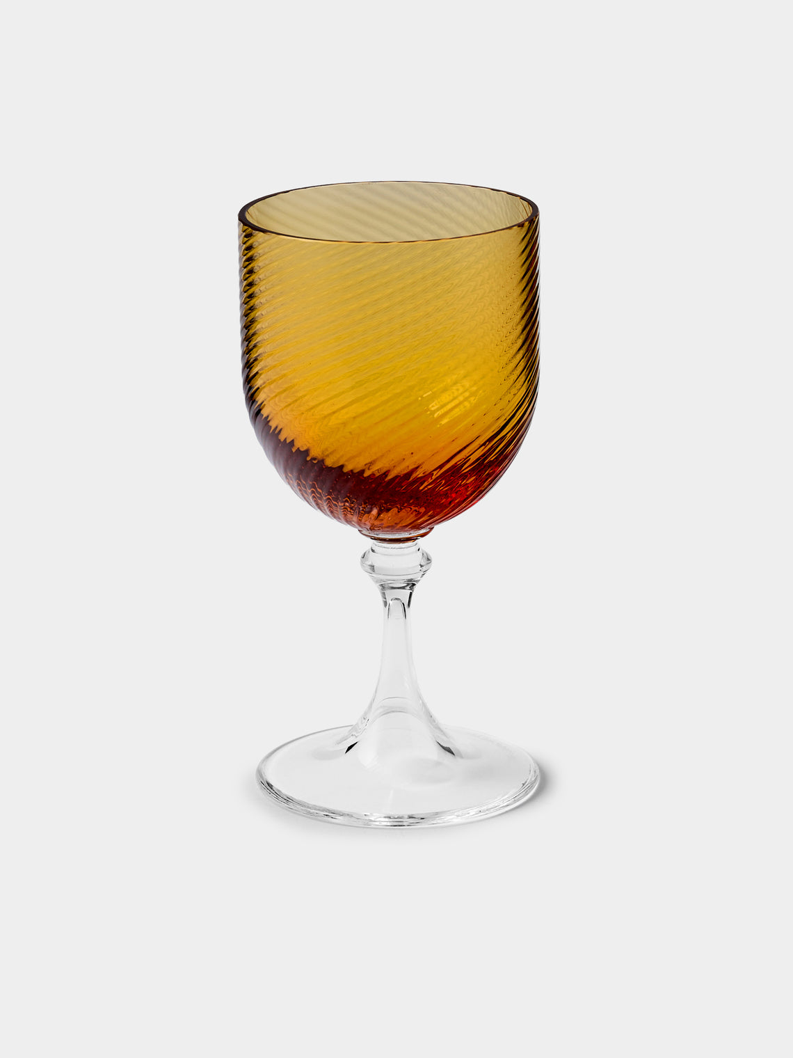 NasonMoretti - | Set of 6 | Twisted Ambra Hand-Blown Murano White Wine Glasses - Yellow - ABASK- 
