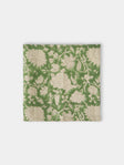 Chamois - Indian Rose Block-Printed Linen Rectangular Tablecloth - Green - ABASK - 
