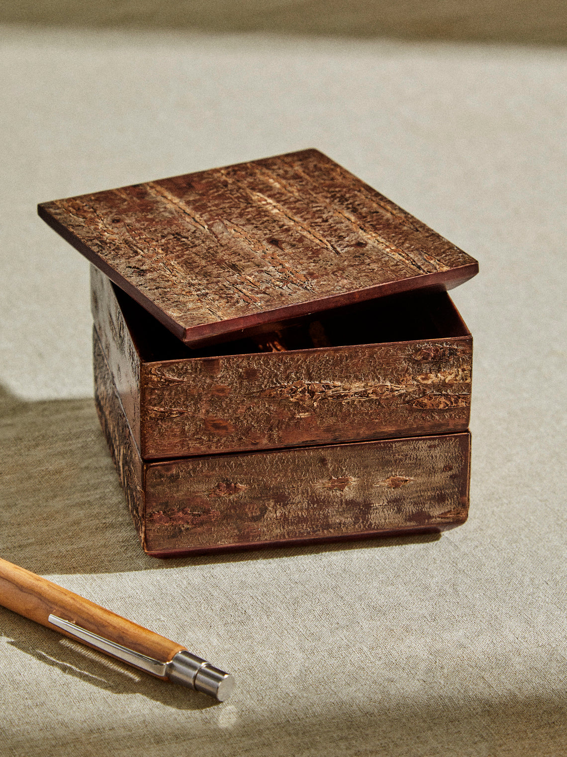 Denshiro - Cherry Bark Two-Tier Storage Box - Brown - ABASK