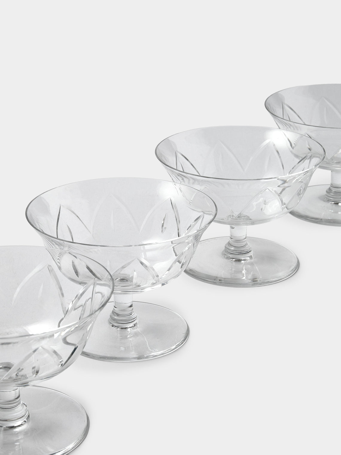 Antique and Vintage - 1940s Daum Art Deco Crystal Dessert Coupes (Set of 12) - Clear - ABASK