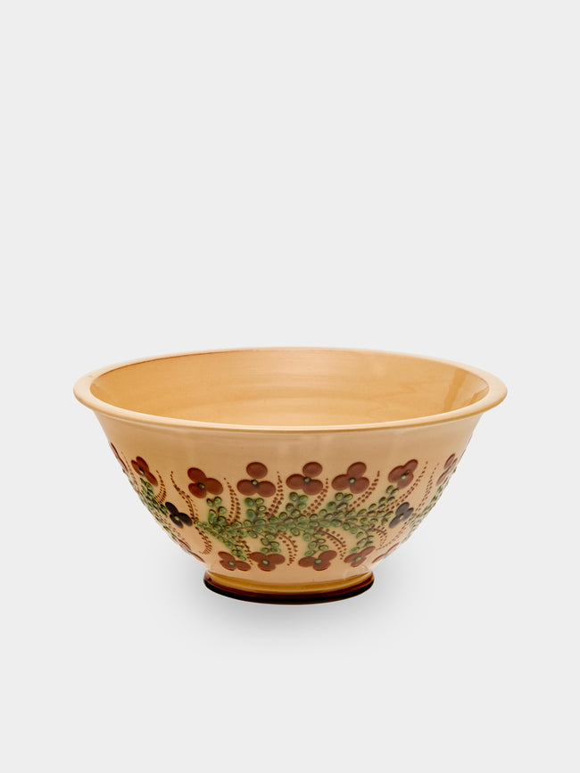 Poterie d’Évires - Flowers Hand-Painted Ceramic Petite Salad Bowl - Cream - ABASK - 