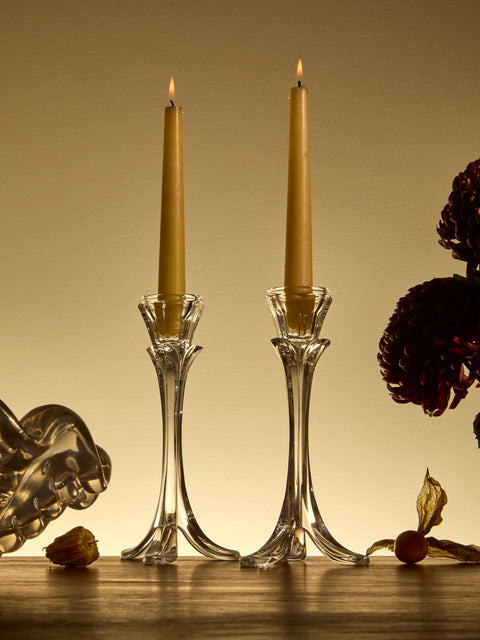 Antique and Vintage - Mid-Century Daum Crystal Candlesticks (Set of 2) - Clear - ABASK