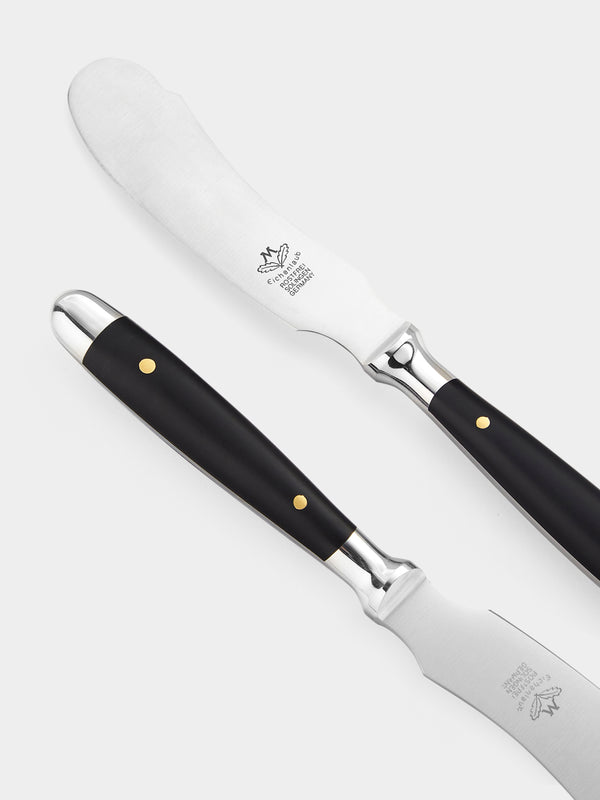Eichenlaub - Resin Old German Butter and Cheese Knives (Set of 2 Pieces) - Black - ABASK