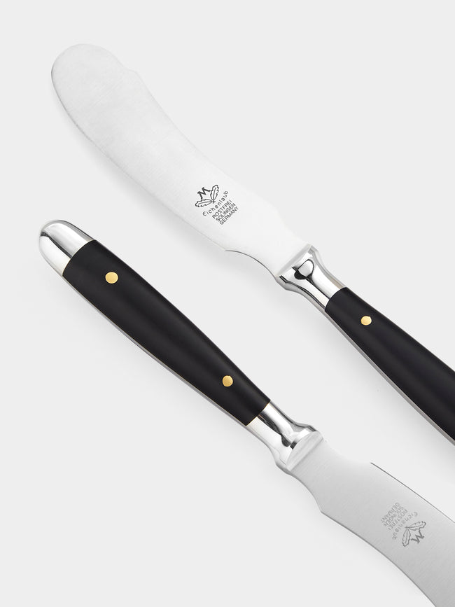 Eichenlaub - Resin Old German Butter and Cheese Knives (Set of 2 Pieces) - Black - ABASK