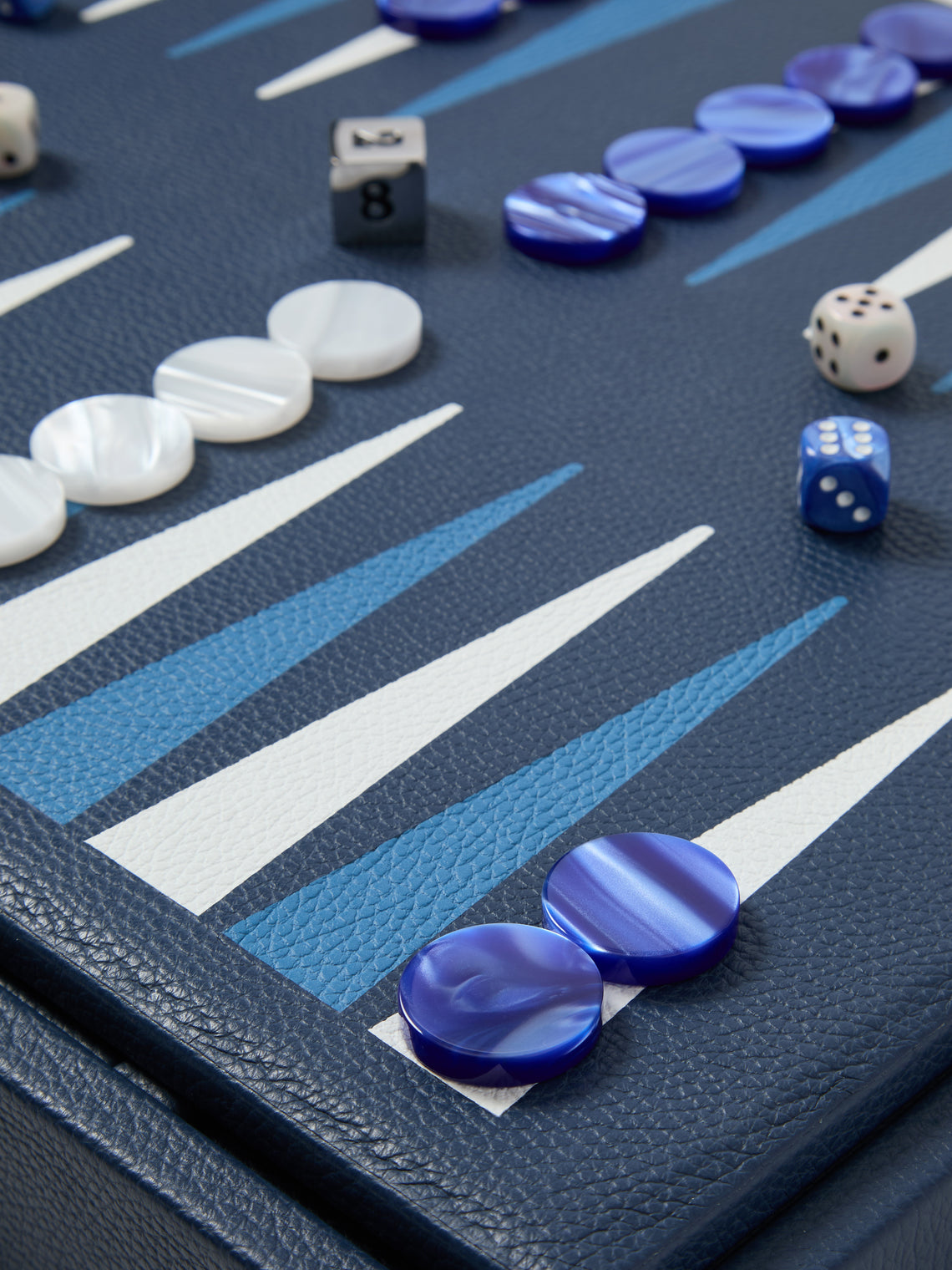 Hector Saxe - Leather Backgammon, Checkers, Chess and Dominoes Compendium - Blue - ABASK