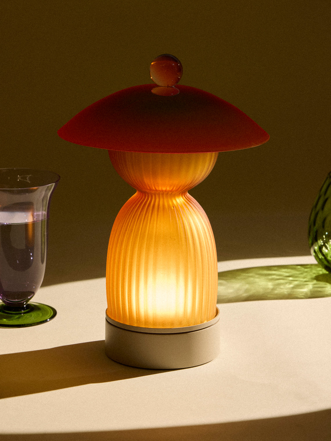NasonMoretti - Jingasa Hand-Blown Murano Glass Portable Table Light - Red - ABASK