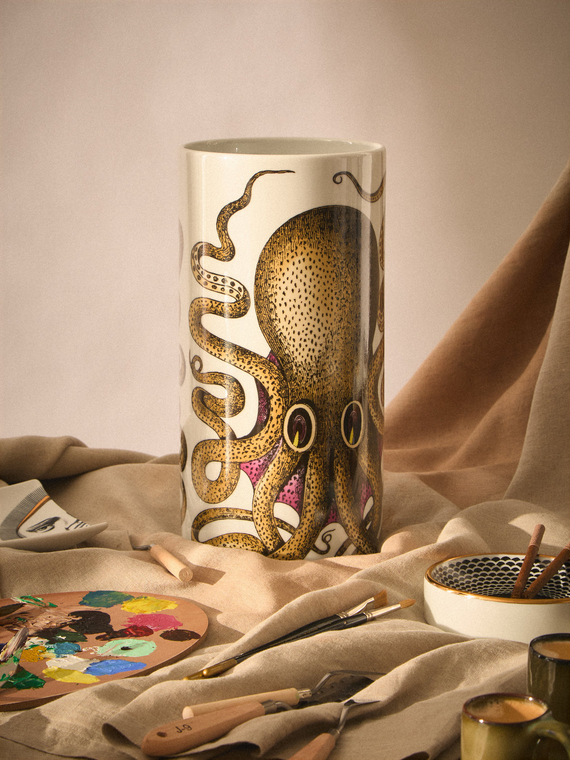 Fornasetti - Polipo Porcelain Vase (12.5in/32cm) - Multiple - ABASK