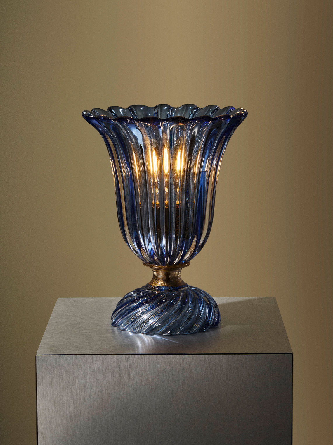 Antique and Vintage - 1960s Barovier Murano Glass Table Lamp - Blue - ABASK