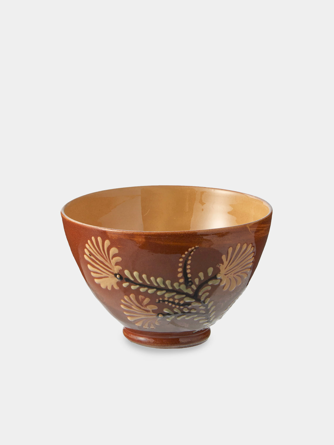 Poterie d’Évires - Flowers Hand-Painted Ceramic Small Bowls (Set of 4) - Light Brown - ABASK