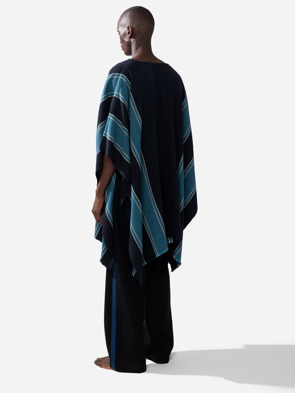 Denis Colomb - Men's Cashmere Asymmetric Poncho | One Size - Blue - ABASK