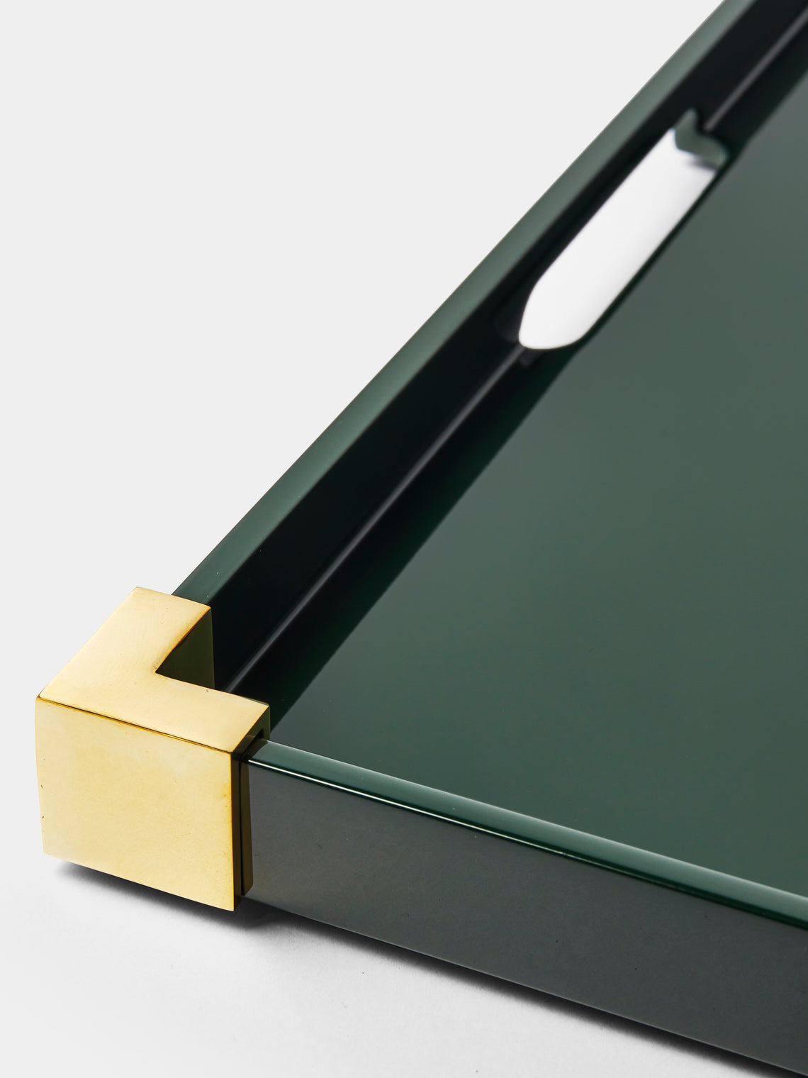 The Lacquer Company - Corners Lacquered Large Tray - Green - ABASK