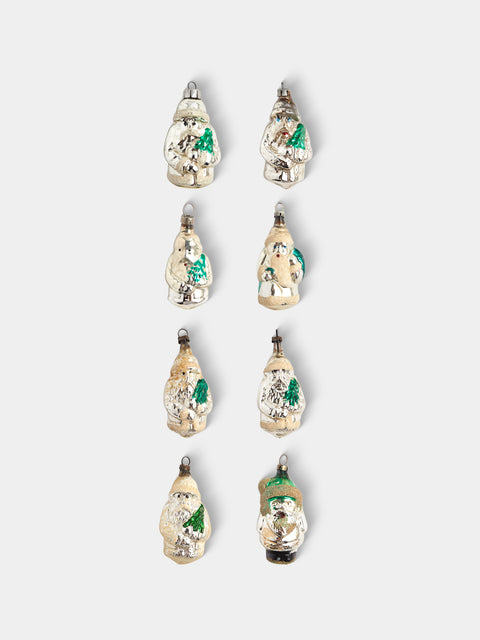Antique and Vintage - Early-20th-Century Father Christmas Glass Baubles (Set of 8) - Silver - ABASK - 