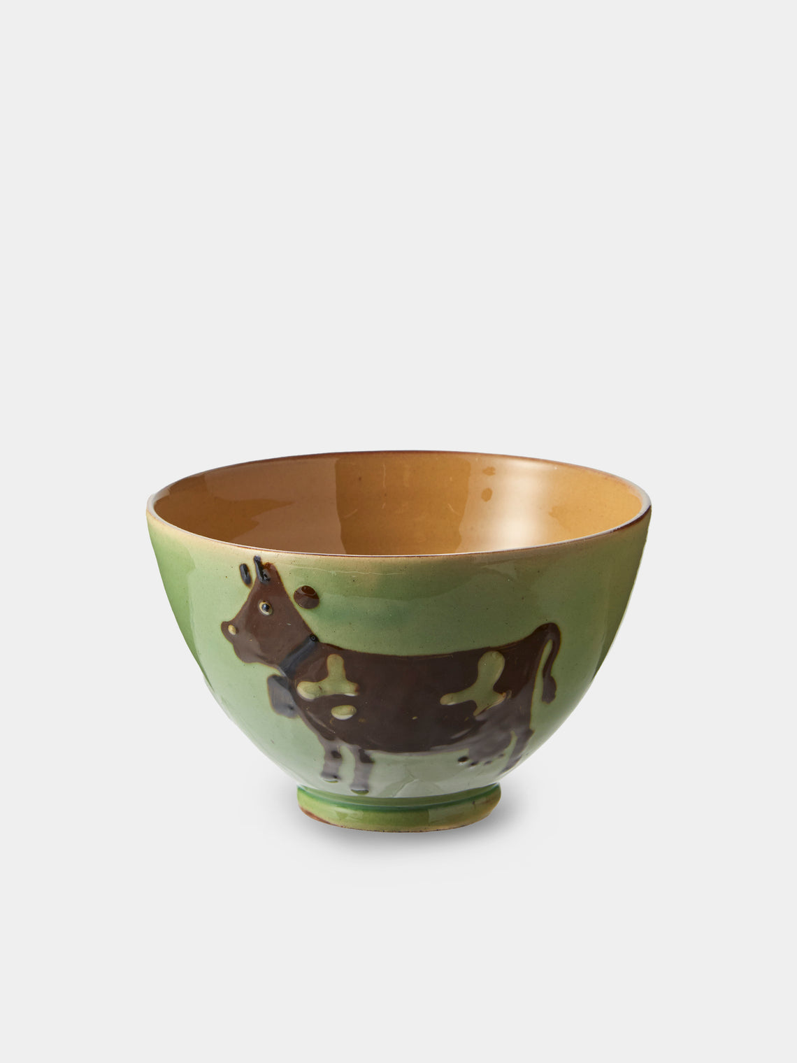 Poterie d’Évires - Cows Hand-Painted Ceramic Small Bowls (Set of 4) - Green - ABASK