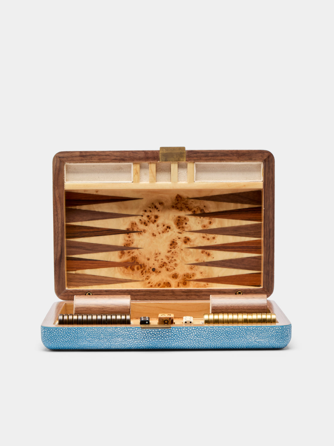 Faux Shagreen Travel Backgammon Set