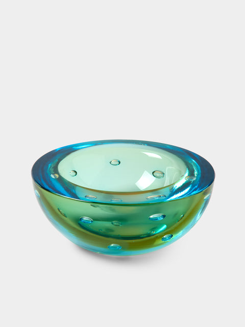 Antique and Vintage - 1970s Seguso Bullicante Glass Bowl - Blue - ABASK - 