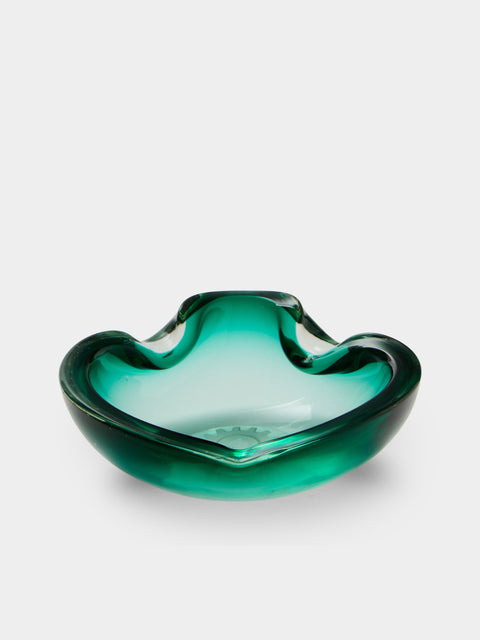 Antique and Vintage - Mid-Century Murano Glass Ashtray - Green - ABASK - 