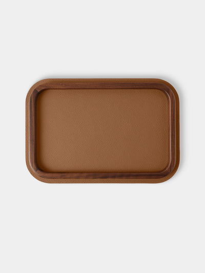 Giobagnara x Poltrona Frau - Walnut and Leather Tray (12.5in/31.5cm) - Tan - ABASK - 