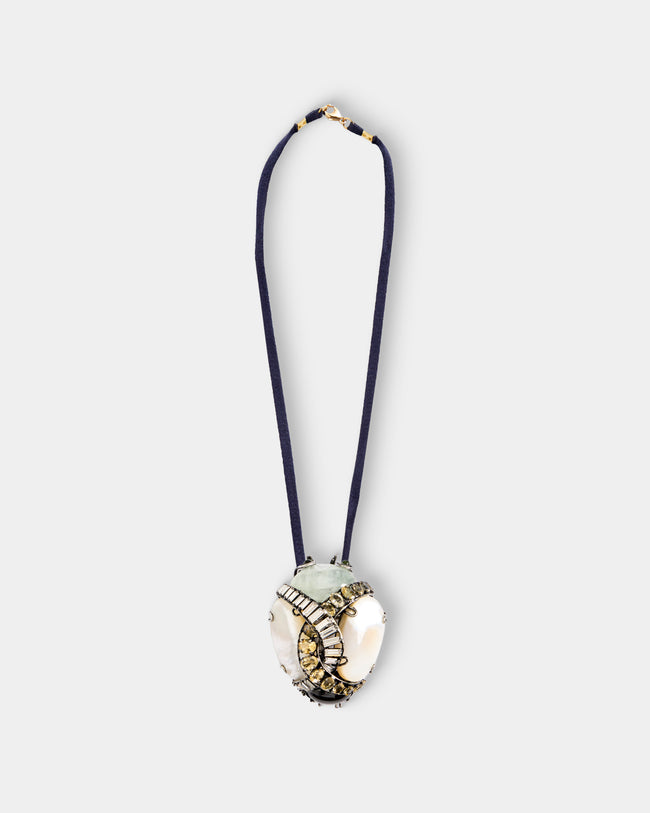Mahnaz Collection - Women's Vintage Iradj Moini 18-Karat Gold-Plated Brass, Peridot, Citrine, Onyx, Pearl and Swarovski Crystal Brooch Pendant - Multiple - ABASK - 