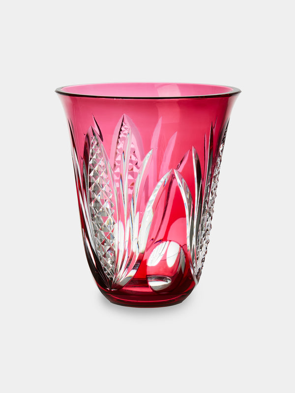 Antique and Vintage - 1970s Val Saint Lambert Crystal Vase (8.5in/22cm) - Pink - ABASK - 