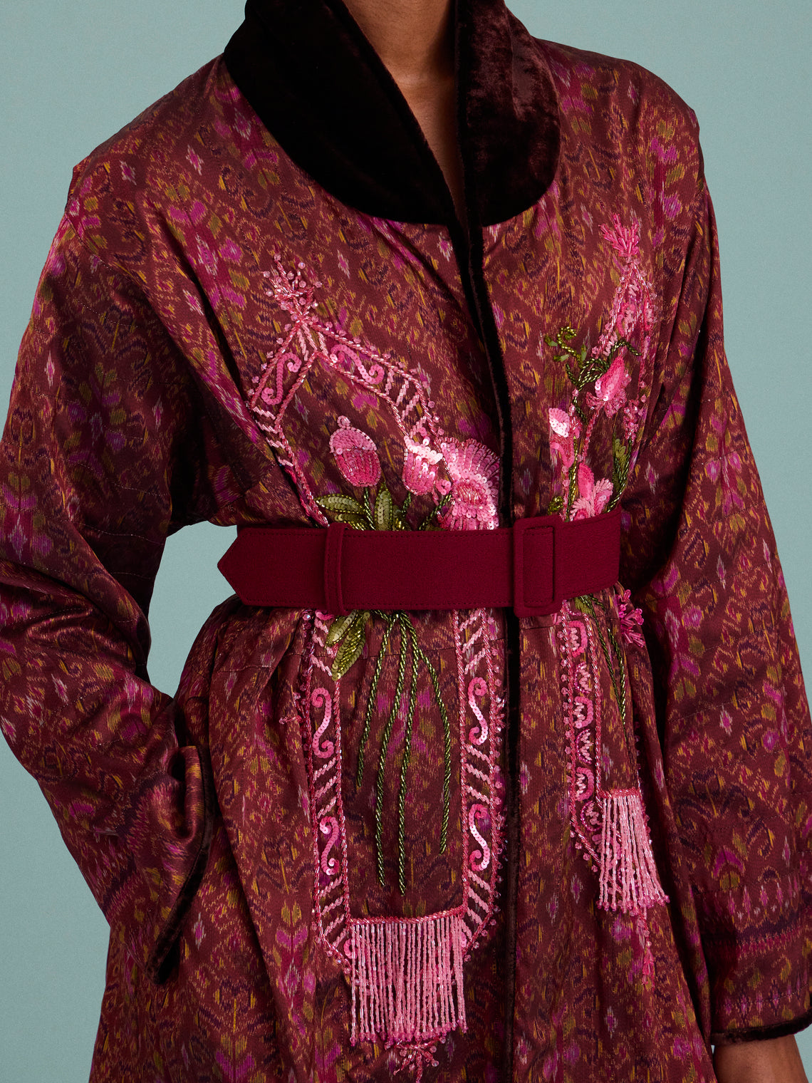 Nazzy Beglari - Hand-Loomed Ikat Cotton Reversible Chapan-Style Robe | One Size - Multiple - ABASK