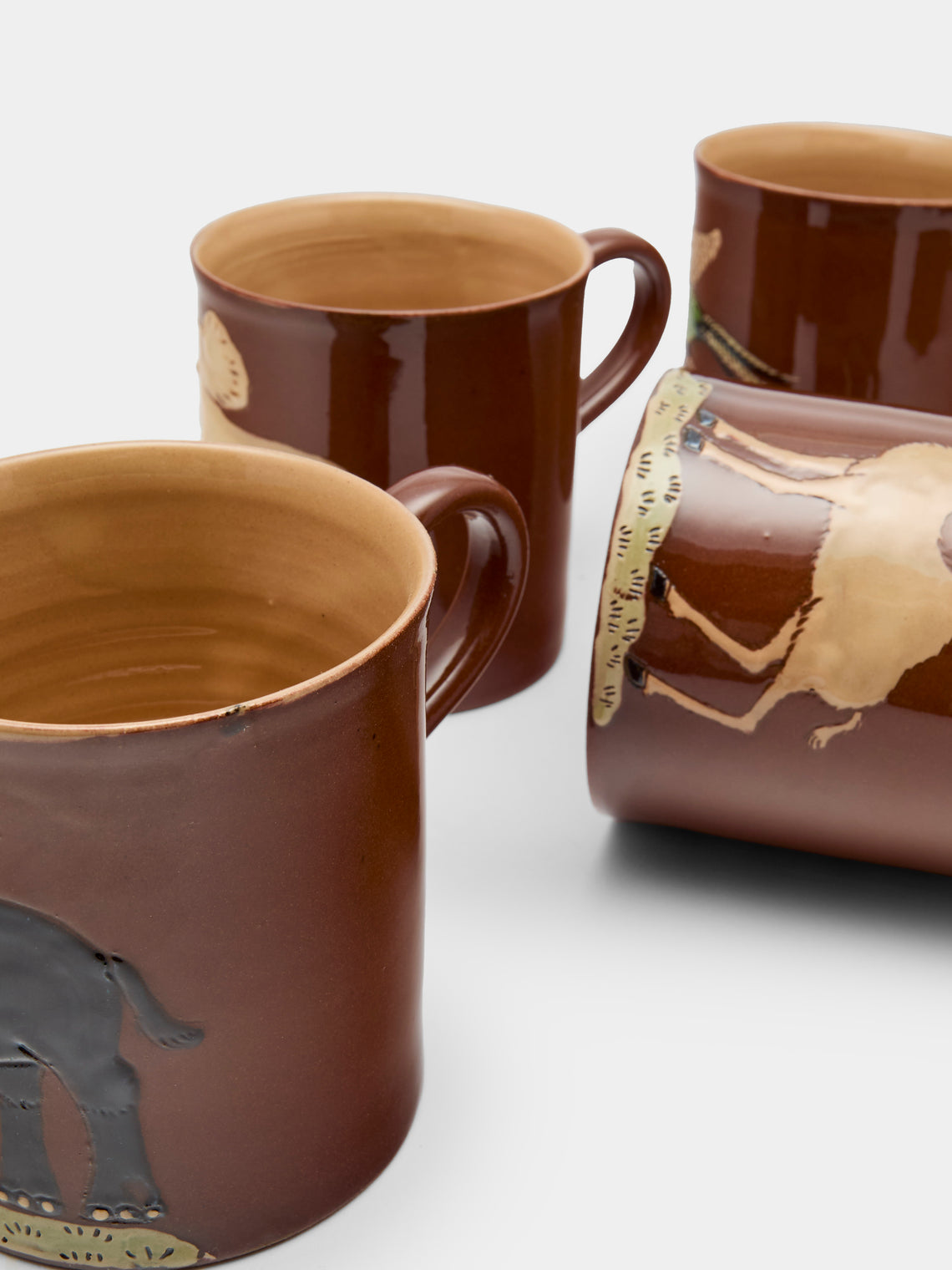 Safari Hand-Painted Ceramic Mugs (Set of 6)
