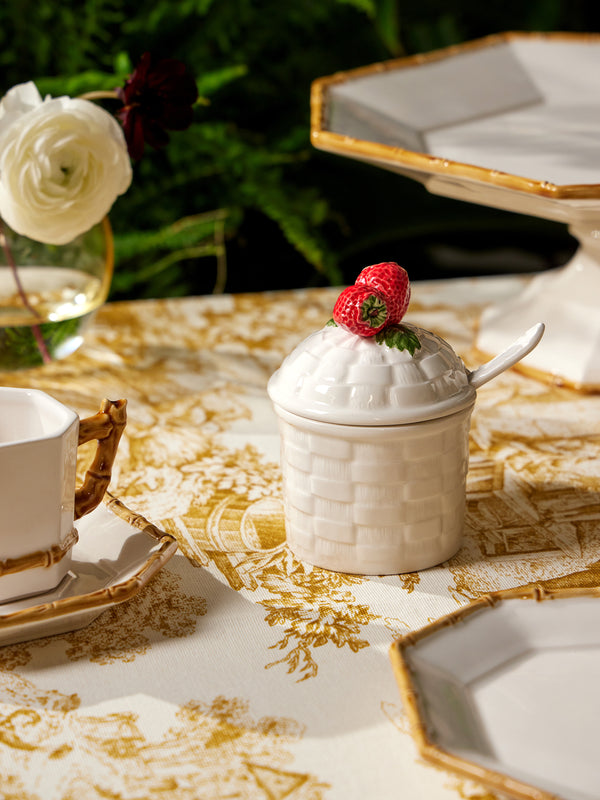 Verdolini - Hand-Painted Majolica Ceramic Jam and Honey Jars (Set of 4) - White - ABASK