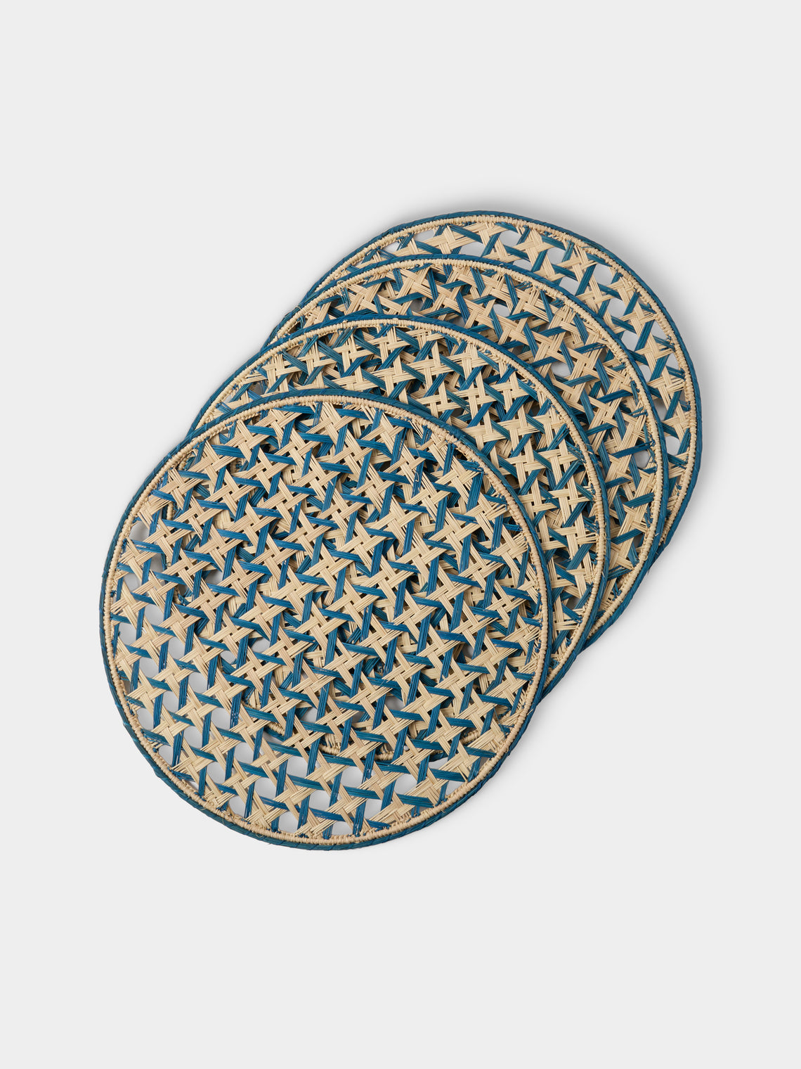 Artesanías del Atlántico - | Set of 4 | Espiga Handwoven Palm Placemats - Blue - ABASK