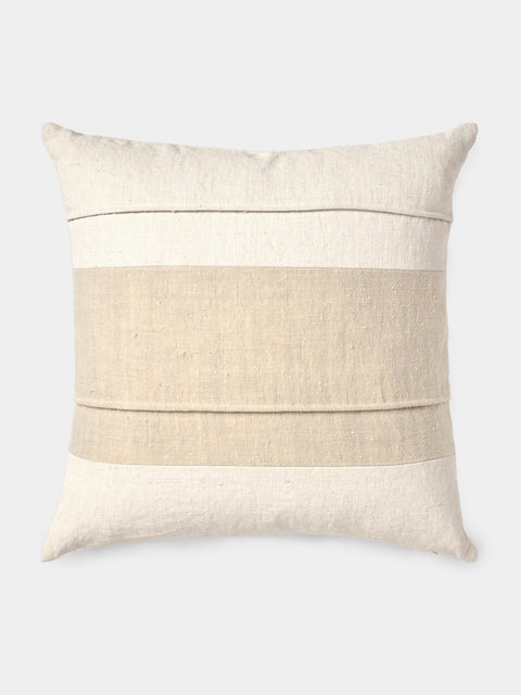 de Le Cuona - Piped Linen Cushion (19.5in/50cm) - White - ABASK - 