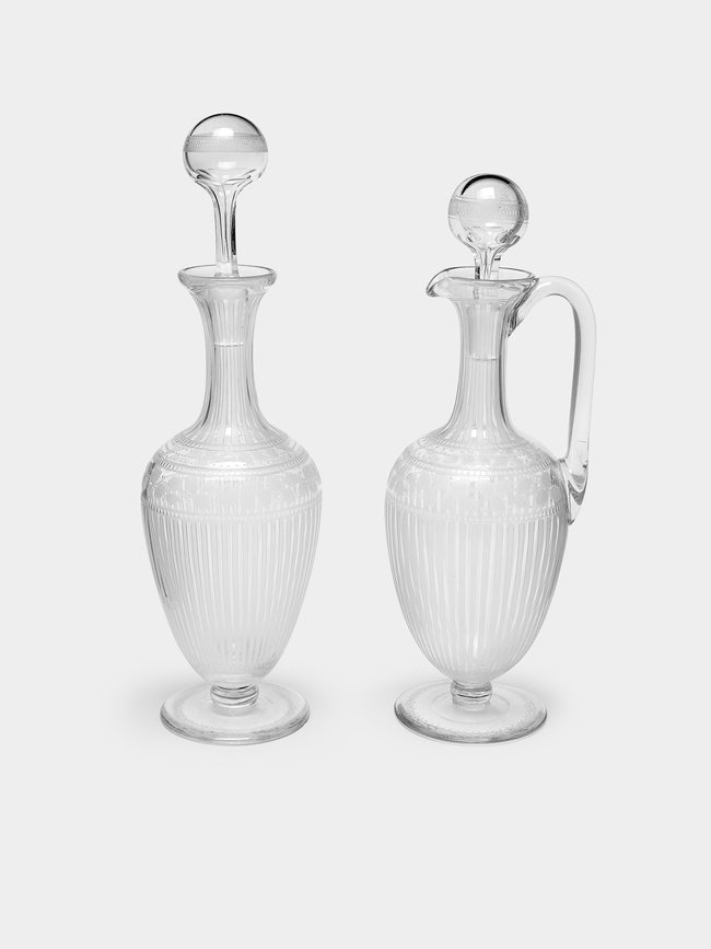 Antique and Vintage - 1860s Hand-Etched Glass Wine Decanters (Set of 2) -  - ABASK - 
