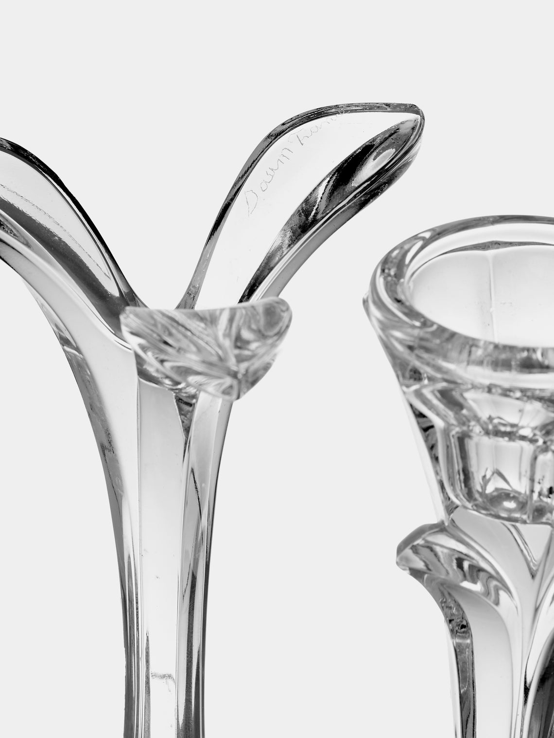 Antique and Vintage - Mid-Century Daum Crystal Candlesticks (Set of 2) - Clear - ABASK