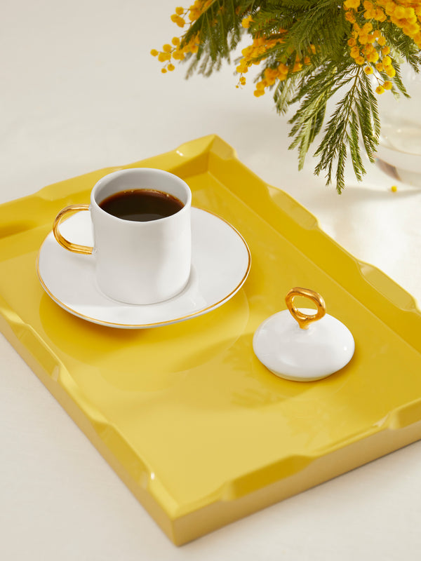 Feldspar - Hand-Painted 24ct Gold and Bone China Lidded Espresso Cup -  - ABASK