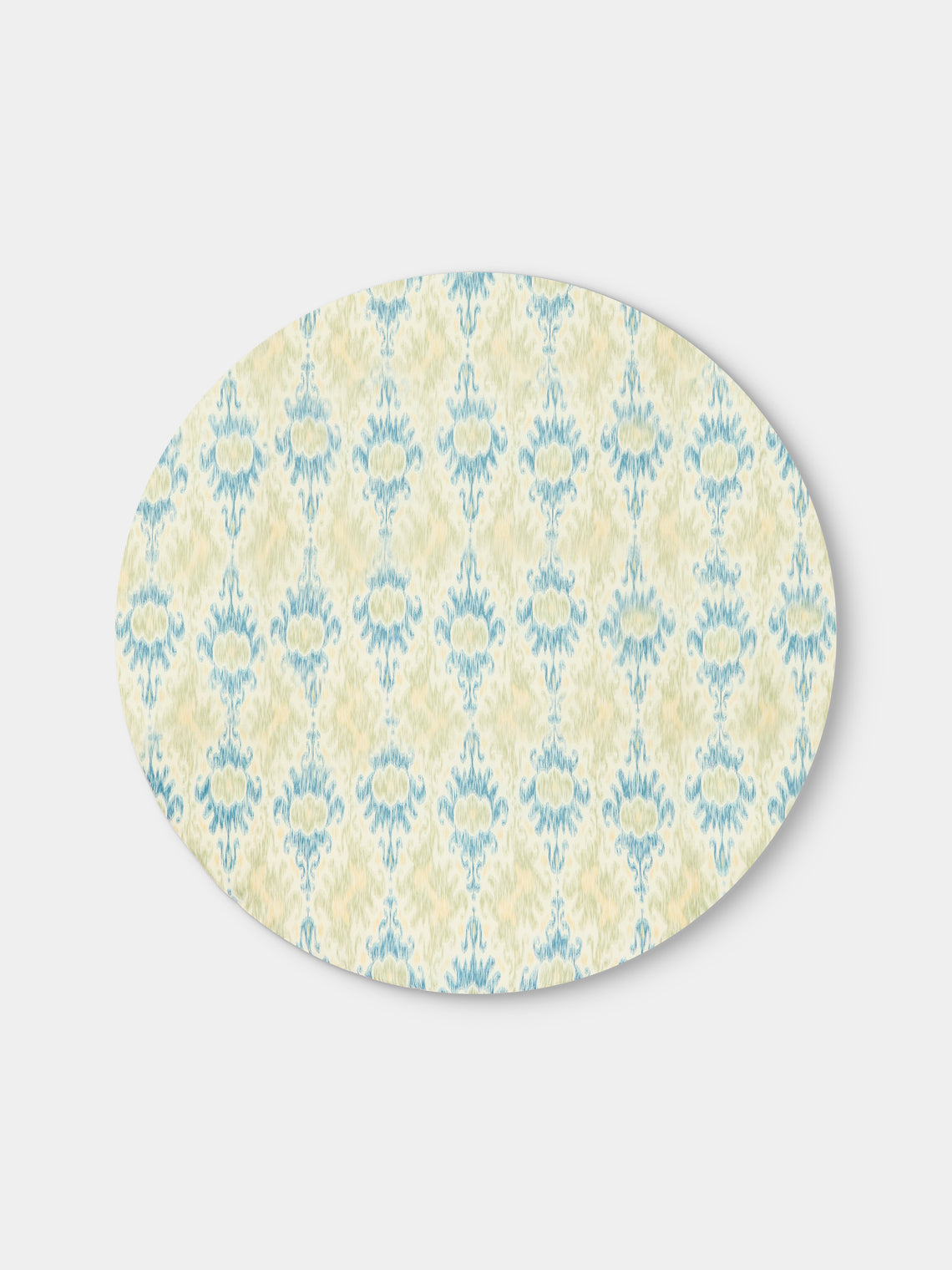 D'Ascoli - Amina Printed Linen Round Tablecloth (90.5in/2.3m) - Blue - ABASK - 